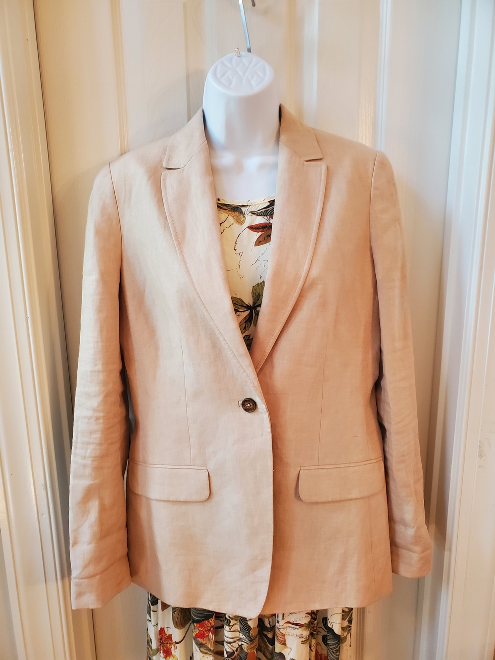 Brooks Brothers Women's Size 6 Natural Flax Linen Single-Button Blazer
